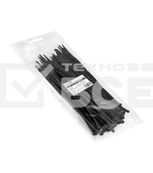 Стяжка (хомут) нейлоновая ExeGate EX293132RUS CV66-300x7.5B (нейлон 6.6, 300x7.5мм, неоткрывающаяся, halogen free, -40°C - +85°C, черная, 100 шт)