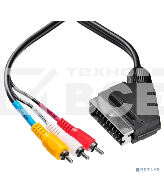 Кабель соединительный аудио-видео Buro SCART (m)/3хRCA (m) 2м. черный (BSC005-2)