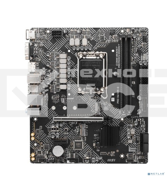 Материнская плата MSI PRO H610M-G, LGA 1700, Intel H610, 2xDDR5, 4xSATA, 1xM.2, 1xPCIe 4.0 x16, 1xPCIe 3.0 x1, 1xHDMI, 1xDP, 1xVGA, 1xRJ45 1Gb, 2xUSB-A 3.2 Gen 1, 4xUSB-A 2.0, 3x3.5мм, 7.1, mATX