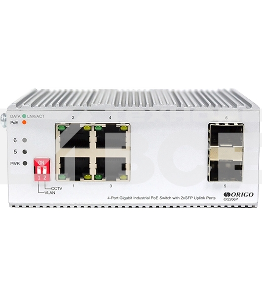 Коммутатор Unmanaged Industrial Switch 4x1000Base-T PoE, 2x1000Base-X SFP, PoE Budget 60W, Surge 4KV, -40 to 75°C