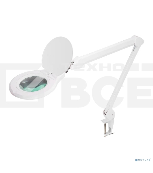 Лупа на струбцине Rexant, круглая, 5D, с подсветкой 72 SMD, сенсорный регулятор яркости, белая