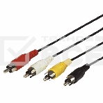 Шнур Rexant 4 RCA - 4 RCA, 3 м, черный (10 шт./уп.), фото 1