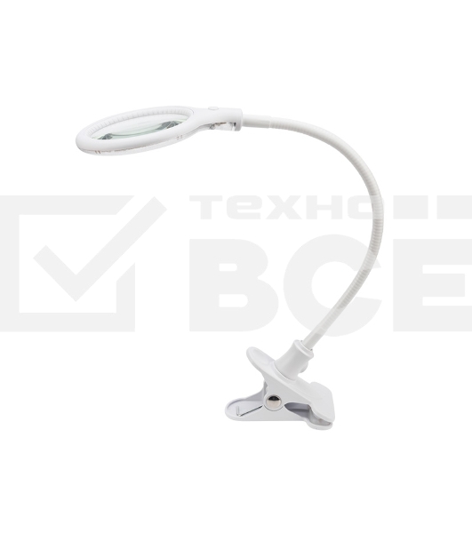 Лупа настольная 3D Rexant с подсветкой 30 LED, подставка+прищепка, белая