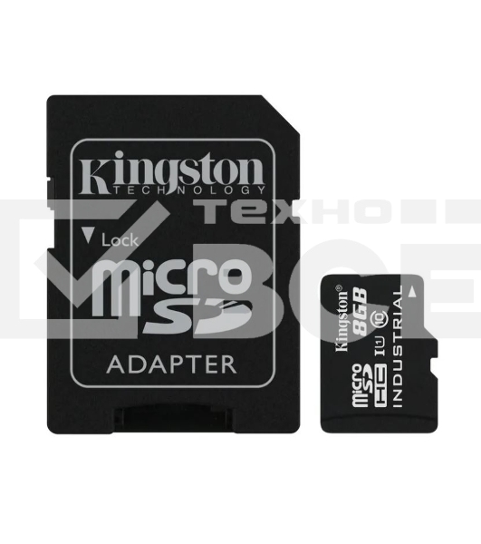 Флеш карта Kingston 8Gb microSDHC Industrial C10 A1 pSLC Card + SD Adapter