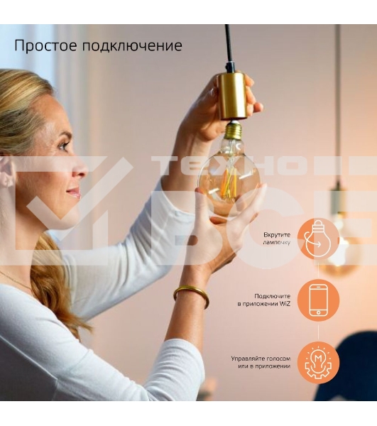Лампа светодиодная филаментная Gauss Smart Home DIM+CCT E27 G95 Golden 6,5 Вт 2000-5500 К 1/40