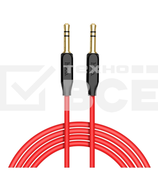 Аудио кабель/3.5 mm jack - 3.5 mm jack/ HOCO HC-79309 UPA11/ 1m/ позолоченные контакты/ Red AUX