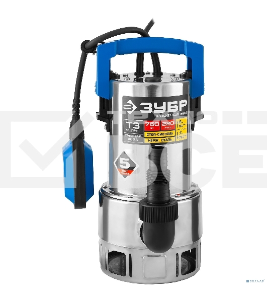Насос ЗУБР НПГ-Т3-750-С профессионал т3 погружной дренажный для грязной воды d частиц до 35мм 750В