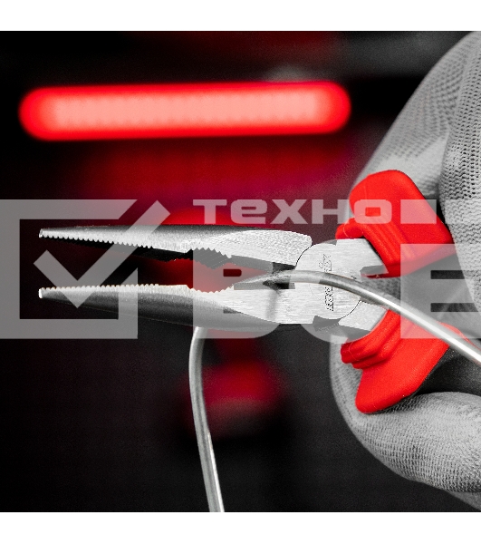 Длинногубцы прямые, 160 мм, хром-ванадий, двухкомпонентные рукоятки Matrix