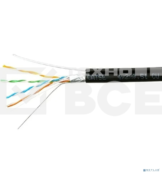 Кабель Cablexpert Россия FPC-5051E-4-CU-OUTR/100, FTP outdoor 4x2x0.51 на тросу, медный, кат.5e, однож., 100м, box, черный