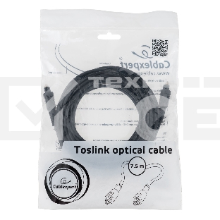 Кабель оптический Cablexpert CC-OPT-7.5M-N, Toslink 2xODT M/M, 7.5м, черный, пакет