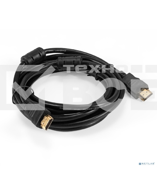 Кабель HDMI ExeGate EX-CC-HDMI-3.0F (19M/19M, 3м, v1.4b, ферритовые кольца, позолоченные контакты)