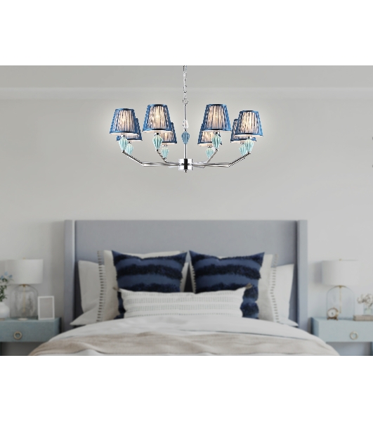Люстра Ambrella light LH75063/8 CH/DB хром/темно синий E14/8 max 40W D870*810