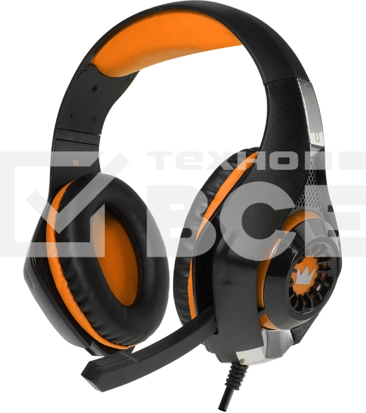 Наушники CROWN CMGH-102T Black&orange (Подключение USB, встроенная аудио карта, Частотныи диапазон: 20Гц-20,000 Гц,Кабель 2.1м,Размер D 250мм)