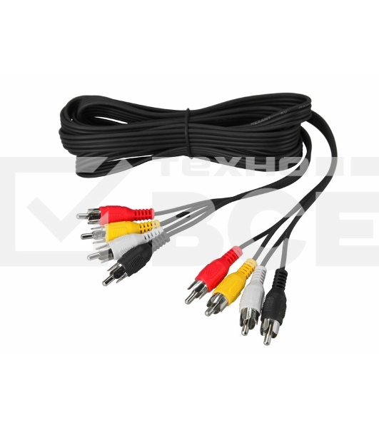 Шнур Rexant 4 RCA - 4 RCA, 3 м, черный (10 шт./уп.)