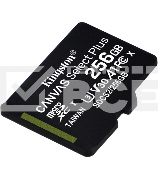 Флеш карта microSDHC 256GB microSDXC Class10 Kingston <SDCS2/256GBSP> UHS-I Canvas Select up to 100MB/s без адапт