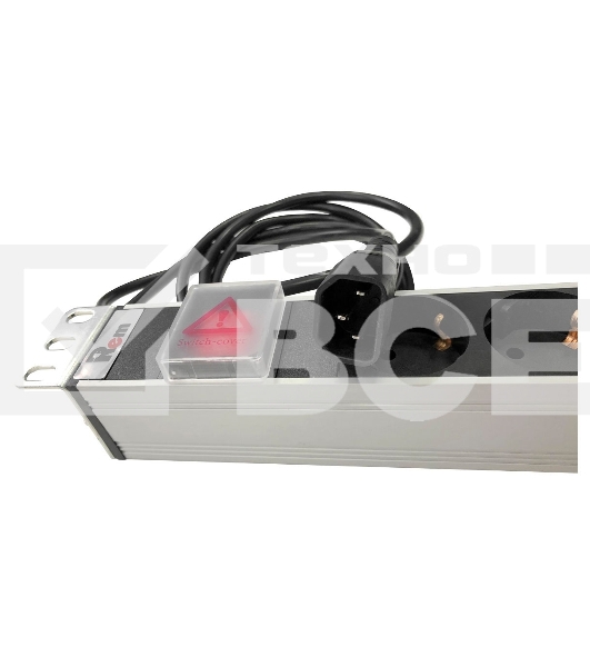 Блок розеток Rem-10 с выкл., 8 Sсhuko, 10 A, алюм., 19