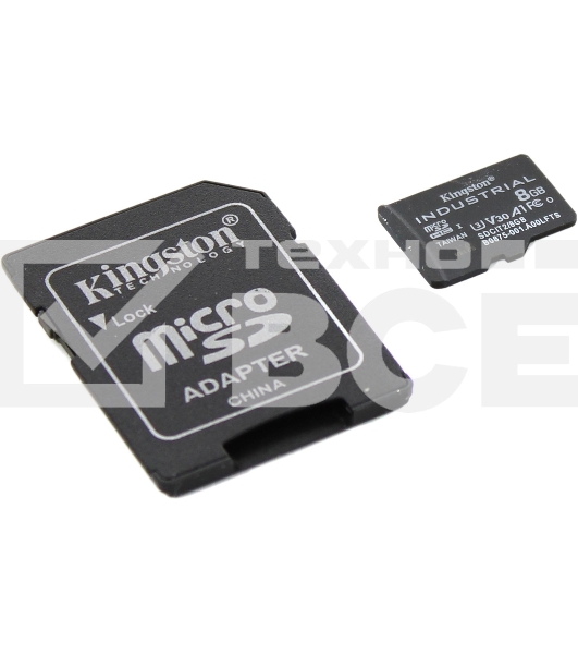 Флеш карта Kingston 8Gb microSDHC Industrial C10 A1 pSLC Card + SD Adapter