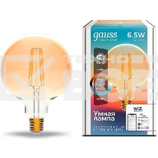 Лампа светодиодная филаментная Gauss Smart Home DIM+CCT E27 G95 Golden 6,5 Вт 2000-5500 К 1/40