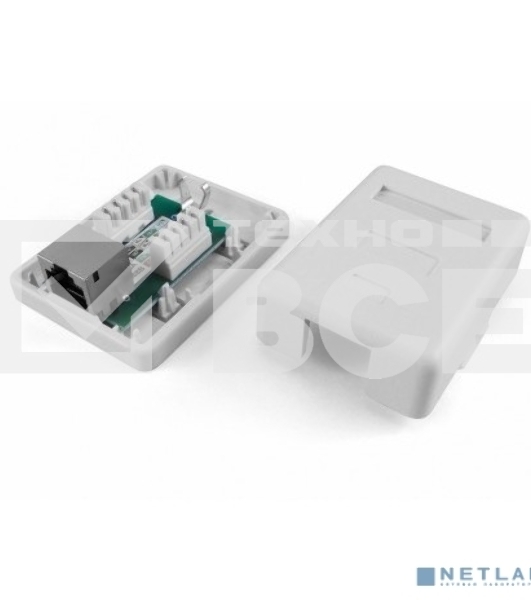 Розетка компьютерная Hyperline SB1-1-8P8C-C5e-SH-WH RJ-45(8P8C), категория 5e, экранированная, одинарная, внешняя, Dual IDC