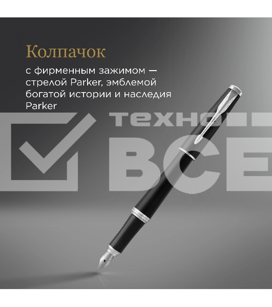 Ручка перьевая Parker Urban Core F309 (CW1931592) Muted Black CT F сталь нержавеющая подар.кор.