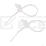 Хомут кабельный Rexant 2.5х100 P6.6 белый с крепежным пистоном (уп. 100 шт), фото 1