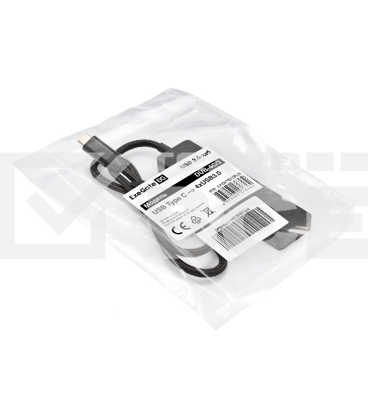 Хаб USB (концентратор) 4-в-1 ExeGate DUB-4C/3 (кабель-адаптер USB Type C --> 4xUSB3.0, Plug&Play, черный)