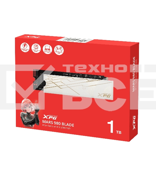 Твердотельный диск 1TB A-DATA XPG MARS 980 BLADE, M.2 2280, PCI-E 5x4, [R/W -14000/10000 MB/s] 3D-NAND