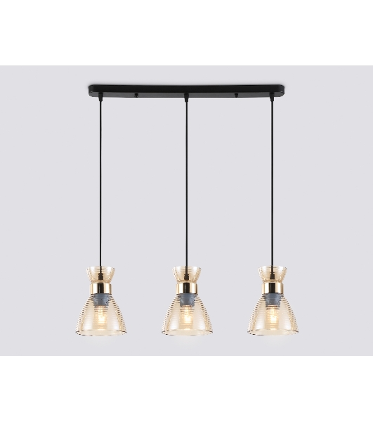 Светильник Ambrella light TR3404/3 BK/FGD/TI черный/золото/янтарь E27/3 max 60W 550*135*1000