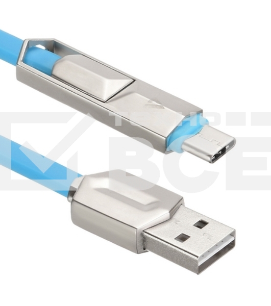 Кабель USB ACD-DUAL Lightning / MicroUSB ~ USB-A 2в1, TPE, 1м, синий (ACD-U924-CML)