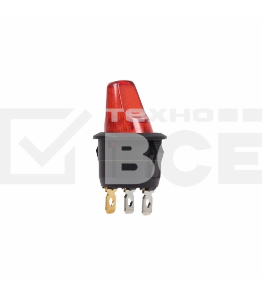 Выключатель клавишный круглый 250V 6А (3с) ON-OFF красный Rexant