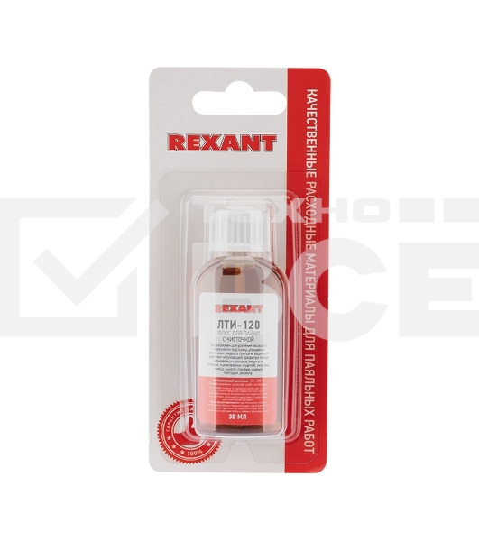 Флюс для пайки Rexant, ЛТИ-120, 30 мл, с кисточкой, флакон, блистер