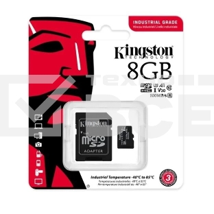 Флеш карта Kingston 8Gb microSDHC Industrial C10 A1 pSLC Card + SD Adapter