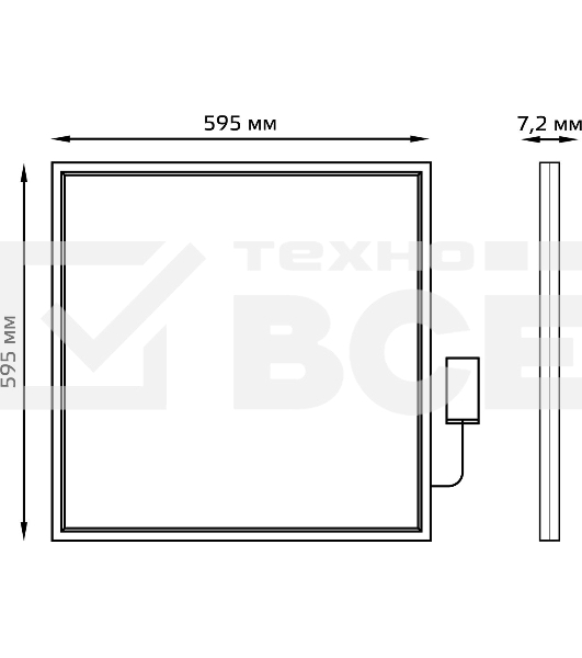 Светильник светодиодный 595х595х7.2 36Вт 2850лм 4000К IP40 панель ультратонкая с драйвером (аналог ЛВО) Gauss 145024236