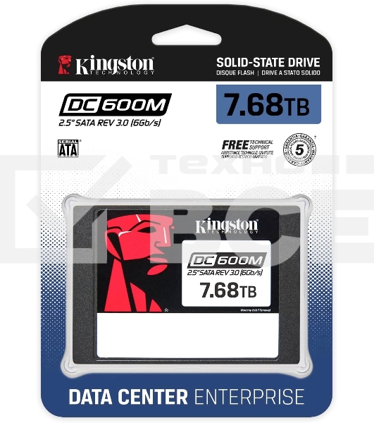 Накопитель SSD Kingston DC600M, 7680 ГБ, SATA III, R/W 560/530 МБ/с