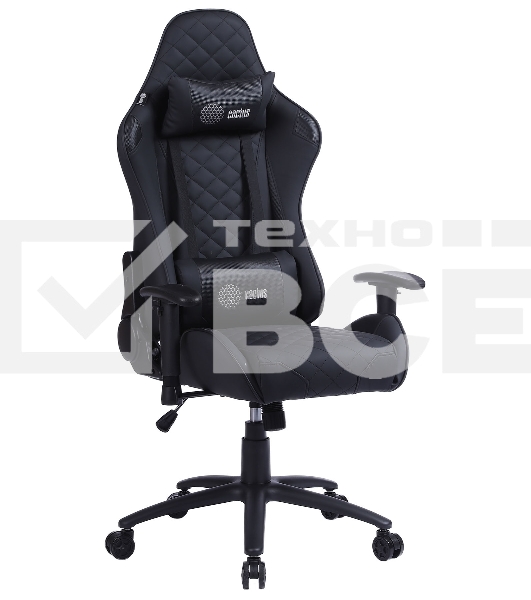 Кресло игровое Cactus CS-CHR-030BL черный, сиденье черный, эко.кожа, с подголов. крестовина металл, пластик черный
