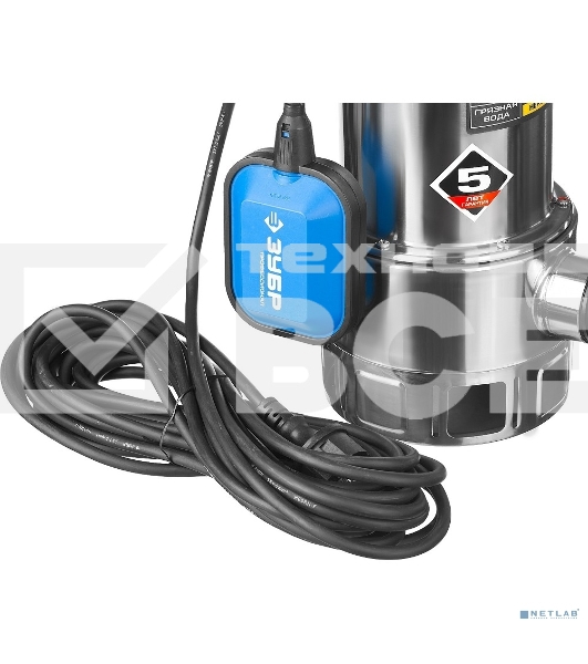 Насос ЗУБР НПГ-Т3-750-С профессионал т3 погружной дренажный для грязной воды d частиц до 35мм 750В