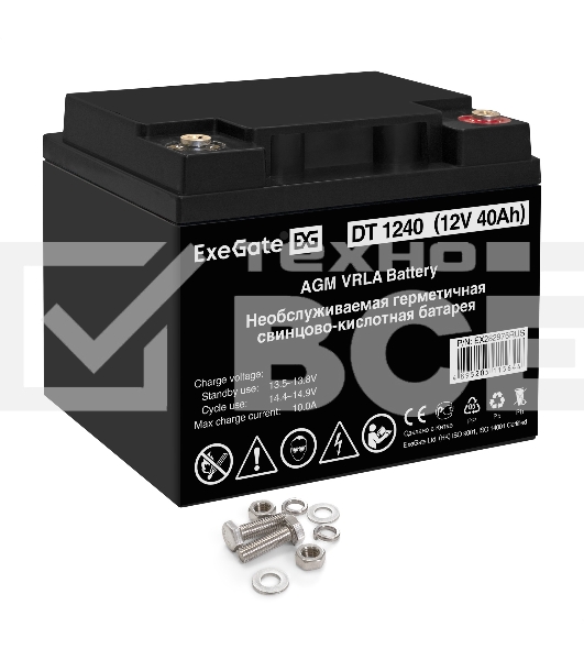 Батарея ExeGate DT 1240 (12V 40Ah), клеммы под болт М6