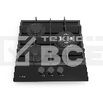 Газовая варочная панель Evelux HEG 425 BG Hi-Tech, 45 см, 3 конфорки, WOK-конфорка, чугунные решетки, газ-контроль, электроподжиг, механическое управление, цвет черный, фото3