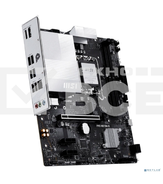 Материнская плата MSI PRO H810M-B, LGA1851, Intel H810, 2xDDR5, 4xSATA, 1xM.2, 1xPCIe 5.0 x16, 2xPCIe 3.0 x1, 1xDP, 1xHDMI, 1x2.5Gb LAN, 2xUSB-A 5Gbps, 4xUSB-A 2.0, 3x3.5 мм, 7.1, mATX
