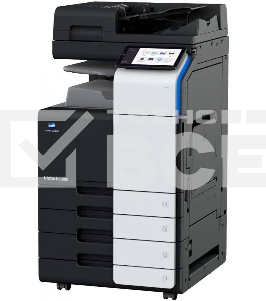 МФУ Konica-Minolta bizhub C300i цветное, А4, до 150000стр./мес, дуплекс, 2 лотка 500 листов, 30 стр./мин. ж/диск 256ГБ