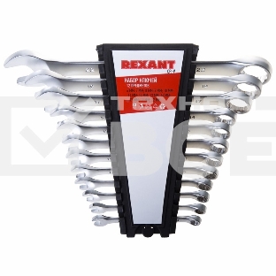 Набор ключей комбинированных Rexant (6-14, 17, 19, 22 мм), 12 шт., CrV, зеркальное хромирование