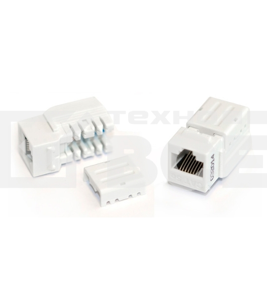 Монтажное оборудование Hyperline KJNE-8P8C-C5e-90-WH Вставка Keystone Jack RJ-45(8P8C), категория 5e, 110 IDC, заделка с помощью NE-TOOL, белая