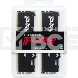 Оперативная память Kingston Fury Beast, DDR5, 32GB (2x16GB), 5200MHz, CL40, с радиаторами, RGB, черный