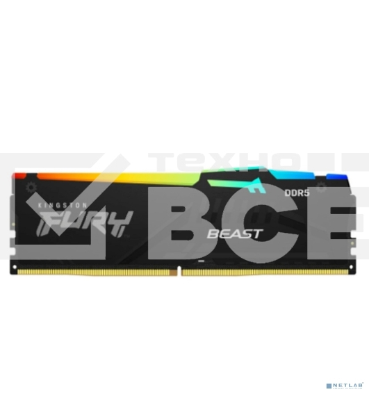Оперативная память Kingston Fury Beast, DDR5, 8GB (1x8GB), 6000MHz, CL36, с радиатором, RGB, черный