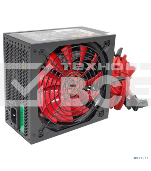 Блок питания Ginzzu PC600 (Red), 600Вт, 80 PLUS, 140мм, черный (Red)