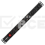 Блок розеток горизонтальный ExeGate ServerPro PDU-19H009 Al-5C135S-EU2.5-SW, 19