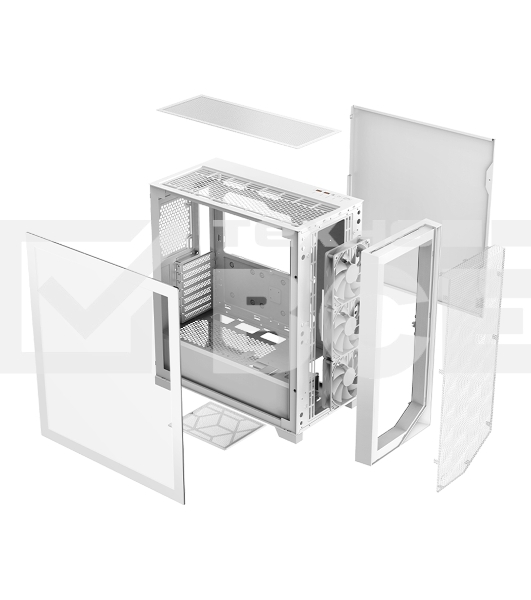 Компьютерный корпус PCCooler C3D510 WH ARGb, Tempered Glass Full Tower, White, TG, 0.7 SPCC, 3x120мм ARGb E-ATX, ATX, mATX, mITX 170/390/410мм 2x2.5