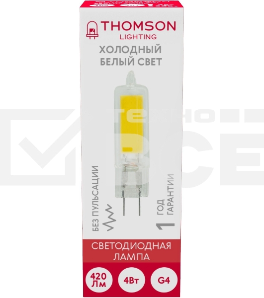 Лампа LED Thomson G4,  капсульная, 4Вт, 6500К, белый холодный,  TH-B4219, 1 шт.