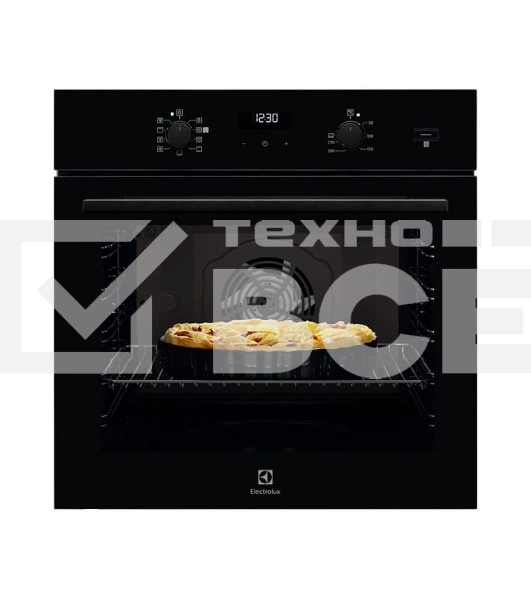 Встраиваемый духовой шкаф с паром Electrolux EOD5F71Z 60 см, каталитическая очистка, 72 л, 8 режимов, черный цвет,направляющие проволочные + телескопические (1 уровень)