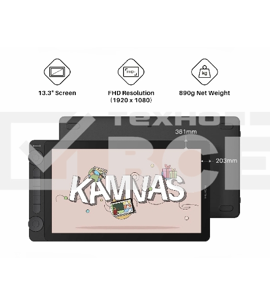 Интерактивный дисплей Сенсорный монитор Huion KAMVAS 13 Gen 3 Black